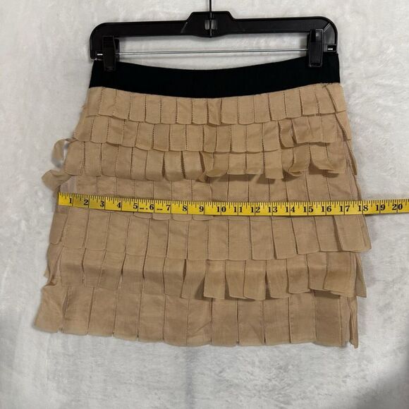 J.Crew Collection Tiered Silk‎ Brique Mini Skirt Size 4 Black Tan Whimsy Preppy - Picture 10 of 15